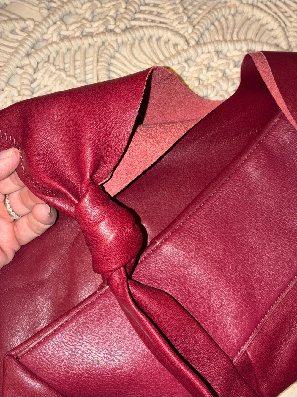 Elizabeth and James Burgundy Knotted Handle Leather Hobo - Picture 6 of 8